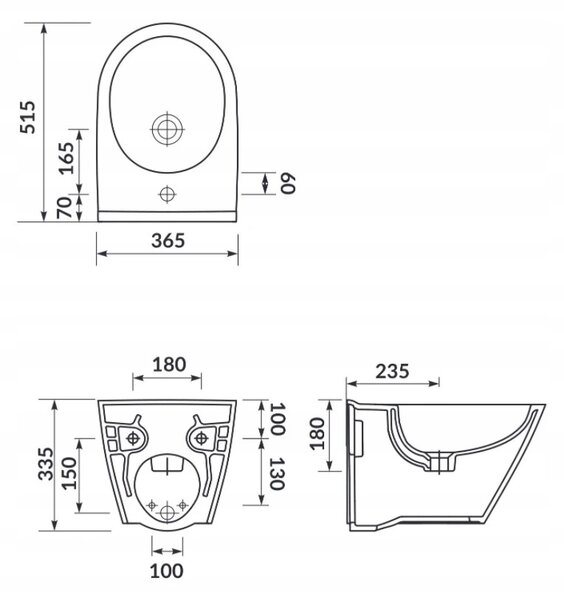 Cersanit City Oval, bideu suspendat 52x37cm, alb, K35-043