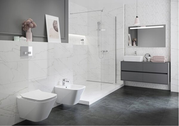 Cersanit City Square CleanOn, bol suspendat cu scaun cu inchidere lenta din duroplast, alb, S701-405