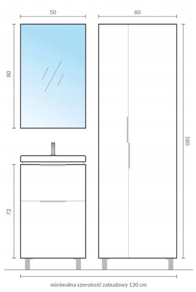 Cersanit City, dulap baie cu chiuveta 50x40x76,5 cm, alb lucios, S801-421
