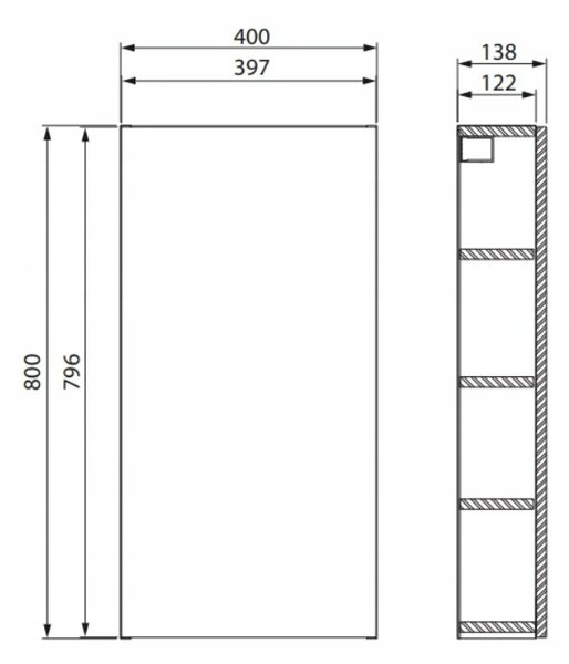 Cersanit City, dulap suspendat 40x14x80 cm, alb lucios, S584-020-DSM