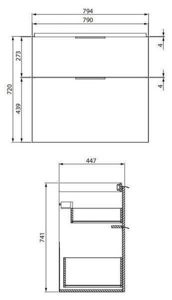 Cersanit City, dulap chiuveta 80x45x72 cm, alb lucios, S584-018-DSM