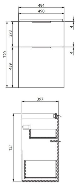 Cersanit City, dulap lavoar 50x40x72 cm, alb lucios, S584-016-DSM