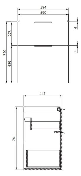 Cersanit City, dulap chiuveta 60x45x72 cm, alb lucios, S584-017-DSM