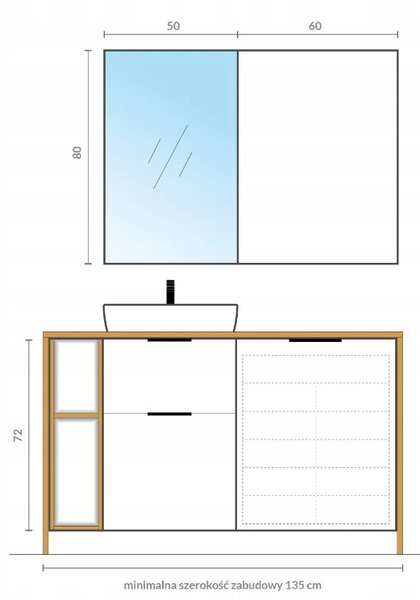 Cersanit City, dulap suspendat 60x14x80 cm, alb lucios, S584-021-DSM