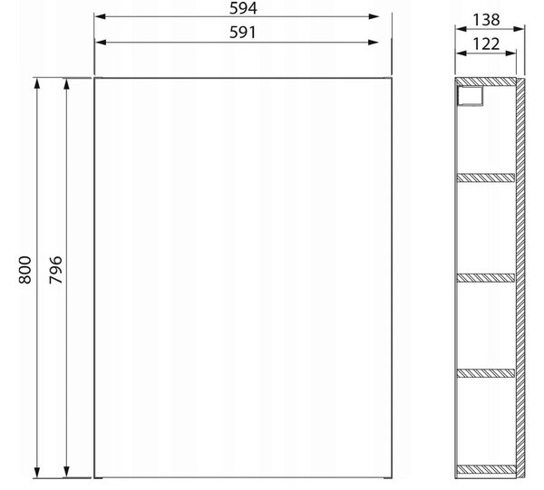 Cersanit City, dulap suspendat 60x14x80 cm, alb lucios, S584-021-DSM