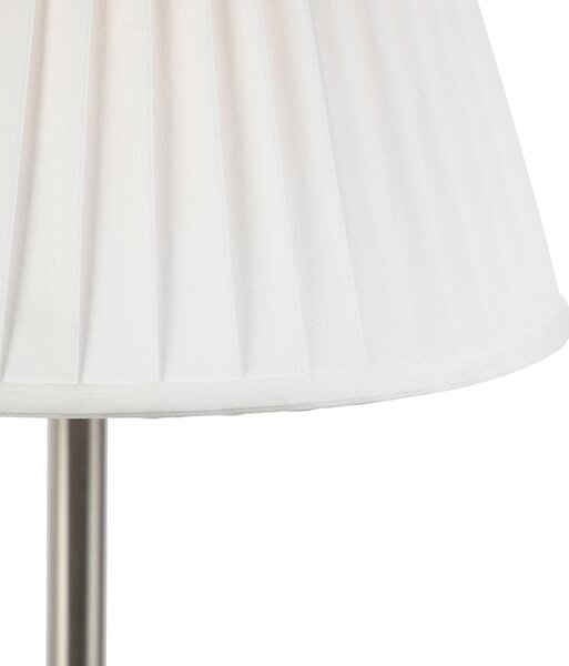 Lampă de masă clasică din oțel cu abajur plisat alb 35 cm - Simplo