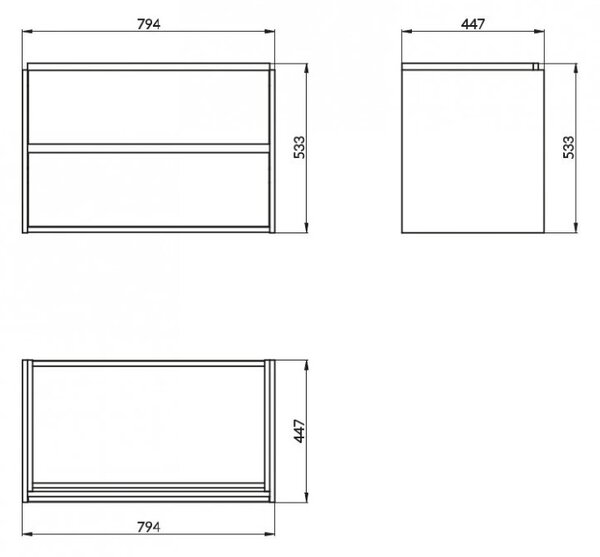 Cersanit Crea, dulap suspendat 794x447x533 mm, alb lucios, S924-004