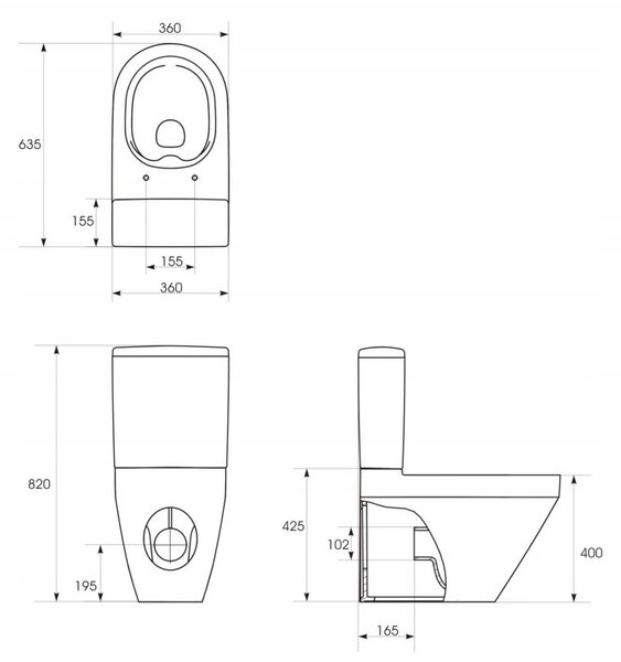 Cersanit Crea Clean On, bol combinat oval cu scaun Slim din duroplast, alb, K114-023