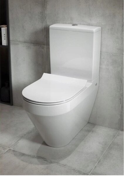 Cersanit Crea Clean On, bol combinat oval cu scaun Slim din duroplast, alb, K114-023