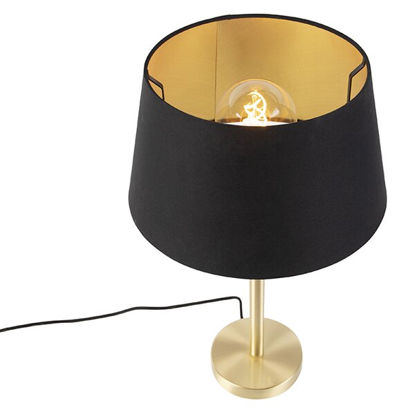 Lampă de masă clasică din alamă cu abajur negru 32 cm - Simplo