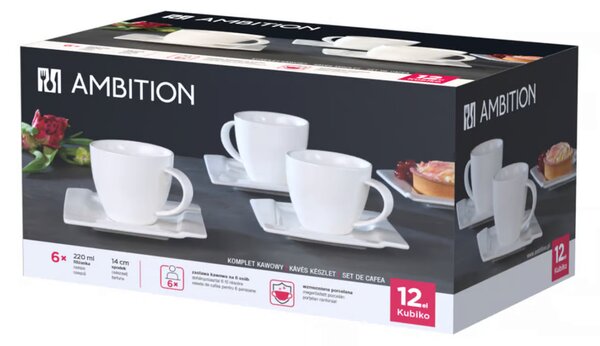 Set servire ceai sau cafea, 12 piese, 6 persoane, Kubiko