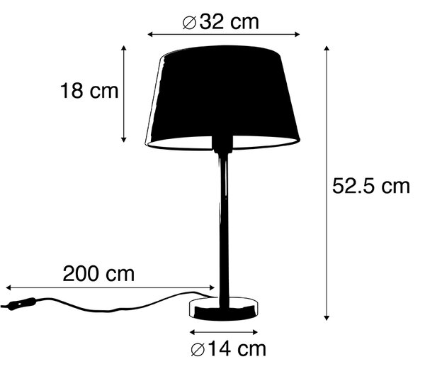 Lampă de masă clasică din alamă cu abajur negru 32 cm - Simplo