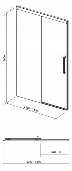 Cersanit Crea, usa culisanta pentru deschidere 140x200 cm, sticla transparenta 8mm, profil cromat, S159-008