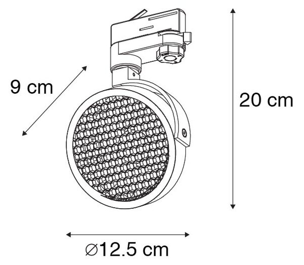 Spot trifazic modern negru - Master 111 Honey