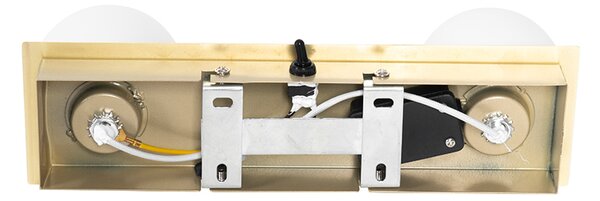 Aplică aurie 28 cm IP44 cu 2 lumini cu întrerupător - Cederic