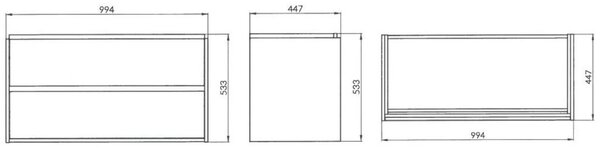 Cersanit Crea, dulap suspendat sub chiuveta 100x45 cm, alb lucios, S924-021