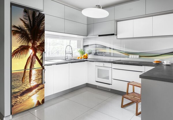 FotoFoto Autocolant pentru piele al frigiderului plaja tropicala