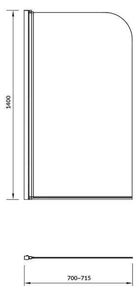 Cersanit Easy New, paravan de baie cu 1 aripa 70(lungime) x 140(inaltime) cm, sticla transparenta, profil cromat, S301-289