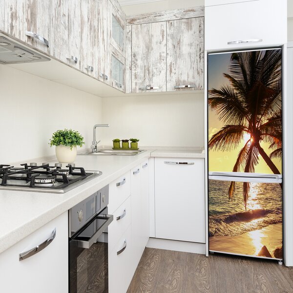 FotoFoto Autocolant pentru piele al frigiderului plaja tropicala