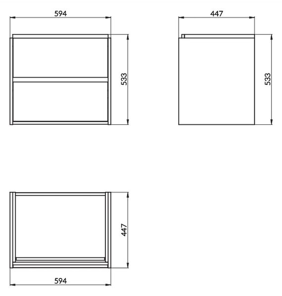 Cersanit Crea, dulap suspendat cu chiuveta 60cm, set B114, stejar, S801-288