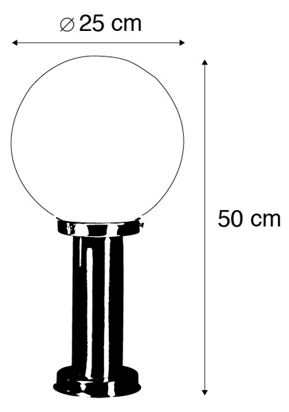 Lampă de exterior din oțel inoxidabil 50 cm - Sfera cu țăruș de pământ și glande de cablu