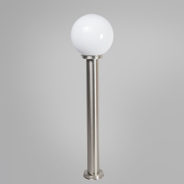Stâlp de iluminat exterior modern din oțel inoxidabil 100 cm cu sferă din plastic IP44 - Sfera