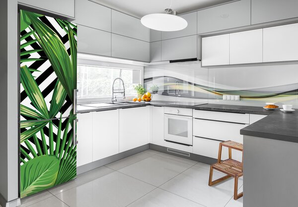 Autocolant pe frigider frunze tropicale