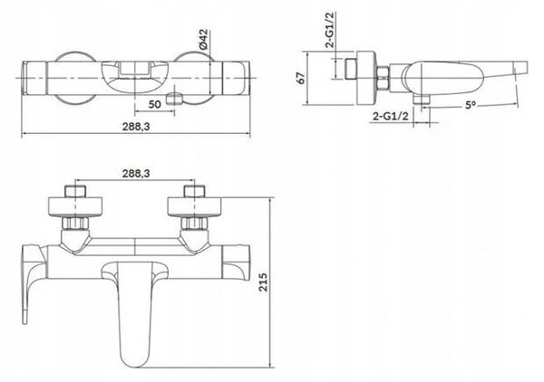 Cersanit Inverto - baterie pentru cada, negru-aurie, S951-314