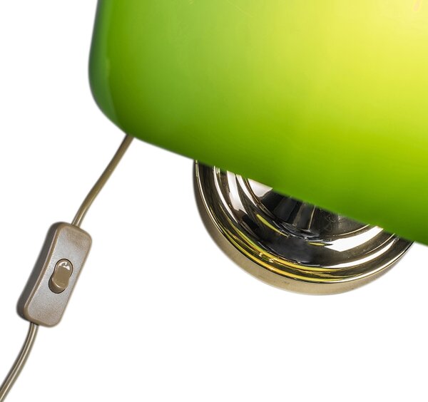 Lampă de masă clasică/Lampă notarială din alamă cu sticlă verde - Banker