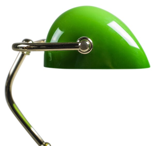 Lampă de masă clasică/Lampă notarială din alamă cu sticlă verde - Banker