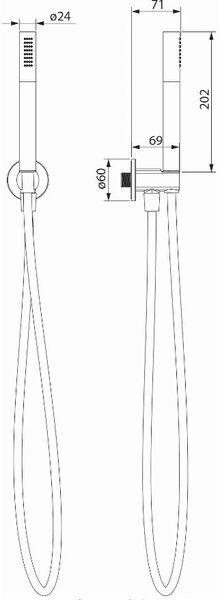 Cersanit Inverto, duș de mână cu furtun și suport de duș în unghi, crom, S951-708