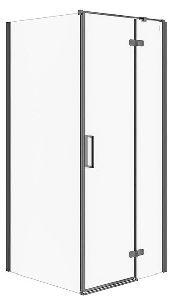 Cersanit Jota, cabina de dus coltar 90 (usa dreapta) x 90 (perete) x 195 cm, sticla transparenta 6 mm, profil negru, S160-004