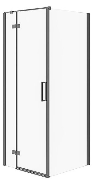 Cersanit Jota, cabina de dus coltar 80 (usa stanga) x 80 (perete) x 195 cm, sticla transparenta 6 mm, profil negru, S160-007