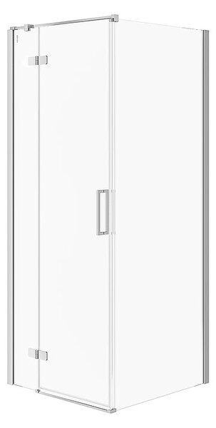 Cersanit Jota, cabina de dus coltar 80 (usa stanga) x 80 (perete) x 195, sticla transparenta 6mm, profil cromat, S160-005