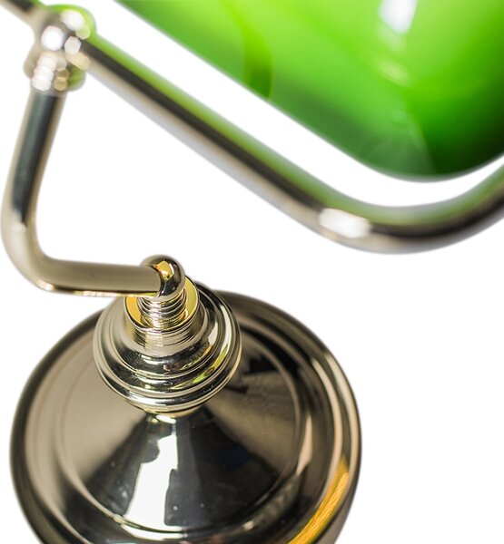 Lampă de masă clasică/Lampă notarială din alamă cu sticlă verde - Banker