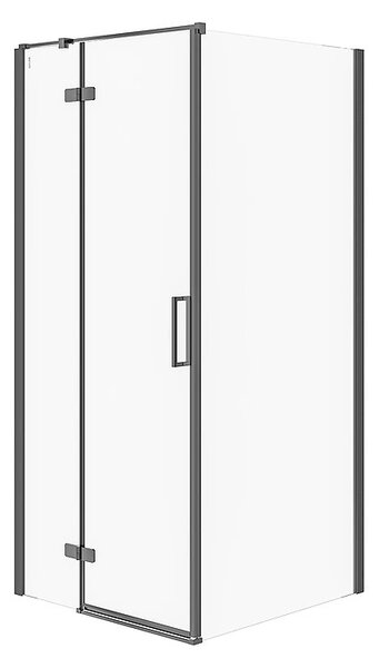 Cersanit Jota, cabina de dus coltar 90 (usa stanga) x 90 (perete) x 195, sticla transparenta 6 mm, profil negru, S160-003