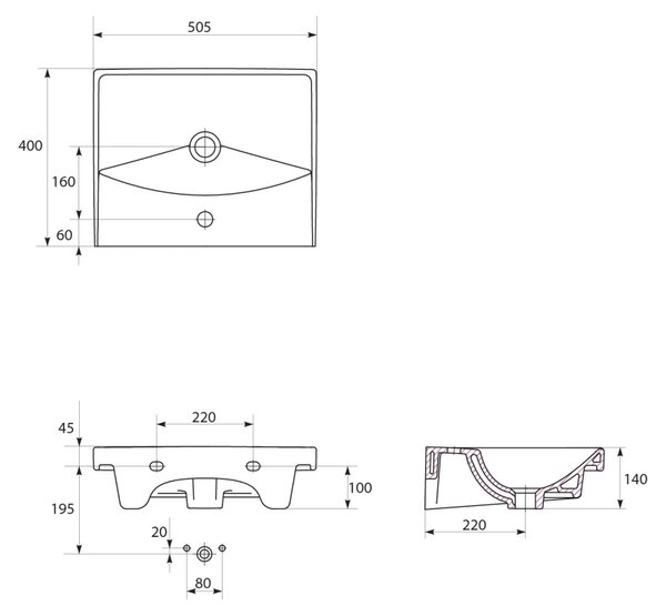 Cersanit Lara City 50, dulap SET + chiuveta, 494x397x460 mm, alb lucios, S801-141-DSM