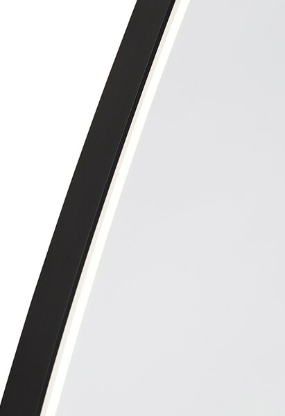 Oglindă de baie neagră cu LED, cu dimmer în 3 trepte cu atingere ovală - Miral