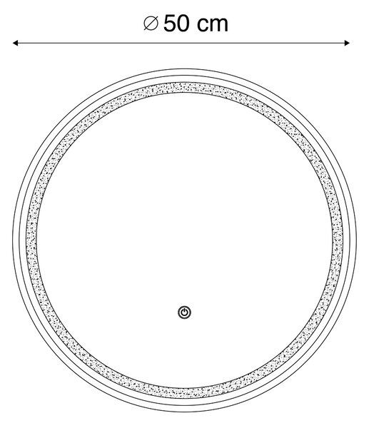 Oglindă de baie cupru 50 cm, incl. LED, cu 3 trepte de intensitate reglabile cu atingere, rotundă - Miral