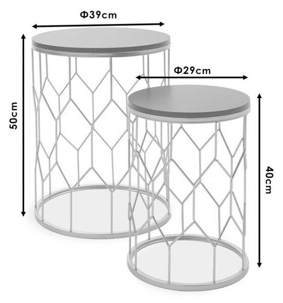 Set 2 Masute de Cafea Model Bridges, 39 - 29x39 - 29x50 - 40 cm, Negru/Auriu