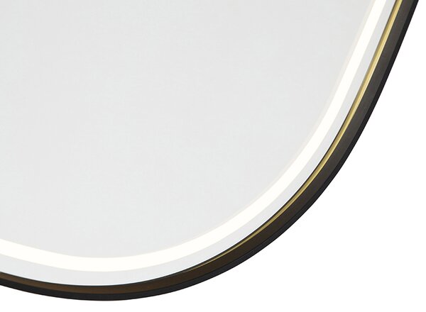 Oglindă de baie neagră cu LED, cu dimmer în 3 trepte cu atingere ovală - Miral