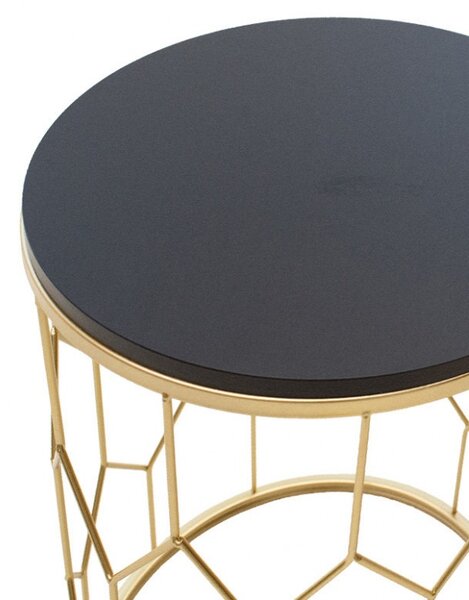 Set 2 Masute de Cafea Model Bridges, 39 - 29x39 - 29x50 - 40 cm, Negru/Auriu