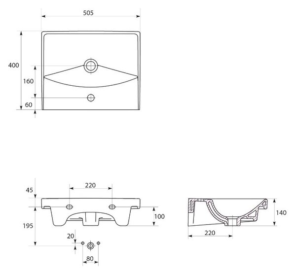 Cersanit Lara City 50, SET dulap + chiuveta, 494x397x460 mm, nuc, S801-155-DSM
