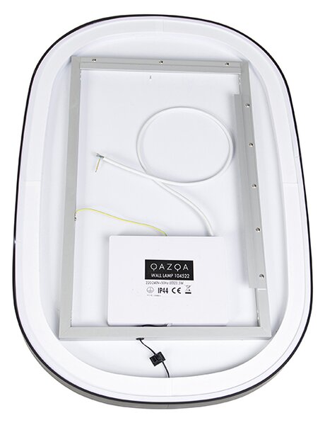 Oglindă de baie neagră cu LED, cu dimmer în 3 trepte cu atingere ovală - Miral