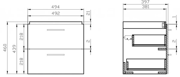 Cersanit Lara City 50, dulap SET + chiuveta, 494x397x460 mm, alb lucios, S801-141-DSM