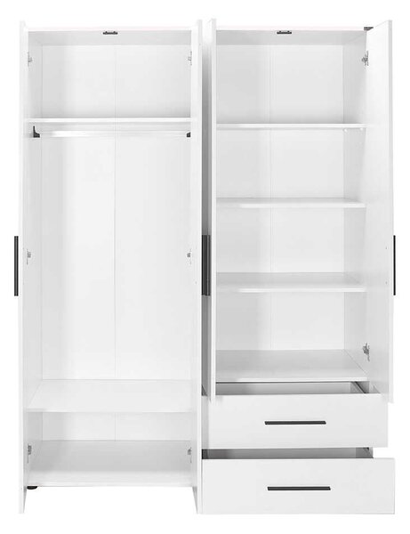 Dulap Haine Adore White, 4 usi si 2 sertare, Alb, 137x187x52 cm