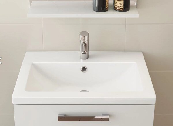 Cersanit Lara Como, set dulap suspendat 79,4x44,7x46 cm si chiuveta ceramica, nuc, S801-154-DSM