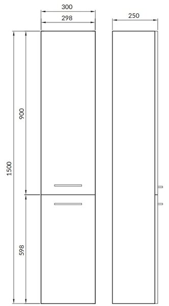 Cersanit Lara, dulap inalt 150x30x25 cm, nuc, S926-008-DSM