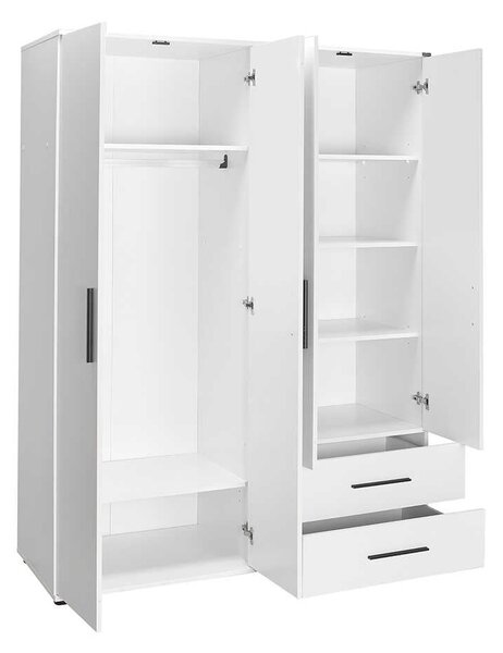 Dulap Haine Adore White, 4 usi si 2 sertare, Alb, 137x187x52 cm