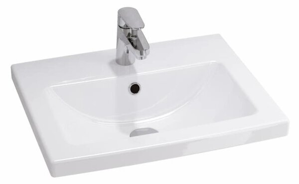Cersanit Lara, dulap suspendat 50x40 cm + chiuveta ceramica Como, alb lucios, S801-146-DSM